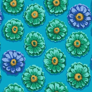 ZINNIA BLUE PWGP031 Kaffe Fassett 85 & Fabulous - Sold in 1/2 yd increments - Multiple units cut as one length