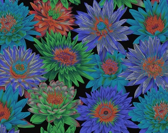 TROPICAL WATER LILIES Dark PWPJ119 Philip Jacobs  Kaffe Fassett - Sold in 1/2 yd increments  - Multiple units cut as one length