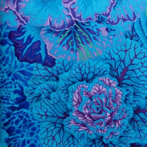 BRASSICA BLUE  PJ51 Philip Jacobs Kaffe Fassett Collectives  - Sold in 1/2 yd increments - Multiple units cut as one length