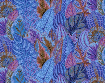 COLEUS BLUE PWPJ030 Philip Jacobs Kaffe Fassett Collective - Sold in 1/2 yd increments - Multiple units cut as one length