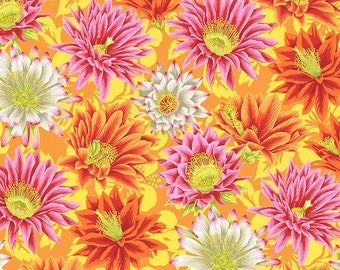 CACTUS FLOWER YELLOW pwpj096 Philip Jacobs Kaffe Fassett Collective - Sold in 1/2 yd increments - Multiple units cut as one length