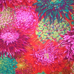 JAPANESE CHRYSANTHEMUM SCARLET Red Philip Jacobs - Kaffe Fassett Collective  - Sold in 1/2 yd increments - Multiple units cut as one length