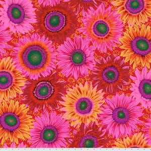 VAN GOGH RED Philip Jacobs Kaffe Fassett Collective - - Sold in 1/2 yd increments  - Multiples cut continuous