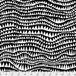 SHARK'S TEETH Black pwbm060 Brandon Mably Kaffe Fassett Collective Sold in 1/2 yd increments