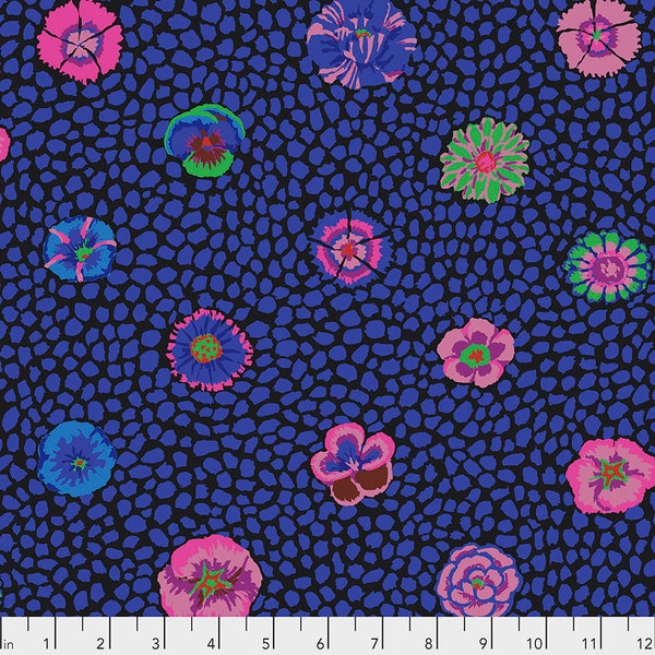 GUINEA FLOWER BLACK gp59  Kaffe Fassett Sold in 1/2 yard units  - Multiples cut as one length