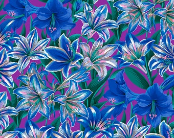 AMARYLLIS BLUE pwpj104 Philip Jacobs - Kaffe Fassett Collective - Sold in 1/2 yd increments - Multiple units cut as one length