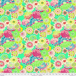 ASIAN CIRCLES GREEN gp89  Kaffe Fassett - Sold in 1/2 yd increments - Multiples cut as one length