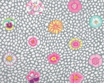 GUINEA FLOWER Grey Kaffe Fassett - Sold in 1/2 yd increments - Multiple units cut as one length