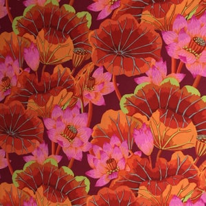 LAKE BLOSSOMS Red GP93  Kaffe Fassett - Sold in 1/2 yd increments - Multiple units cut as one length