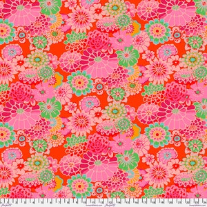 ASIAN CIRCLES TOMATO gp89  Kaffe Fassett  - Sold in 1/2 yd increments - Multiples cut as one length
