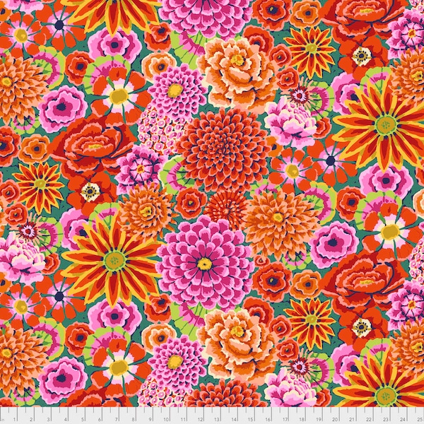 ENCHANTED RED Kaffe Fassett PWGP172  - Sold in 1/2 yd increments - Multiple units cut as one length