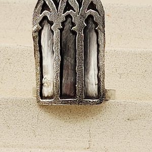 Cathedral Tracery Window Ring: Gothic Nouveau Sterling Silver, Size 8