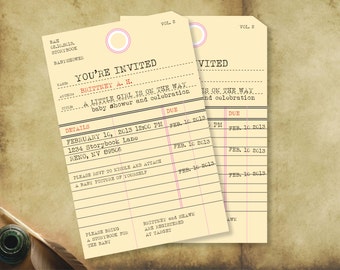 Library Card Invitation Etsy