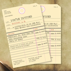 Invitación de tarjeta de biblioteca IMPRIMIBLE con personalización opcional