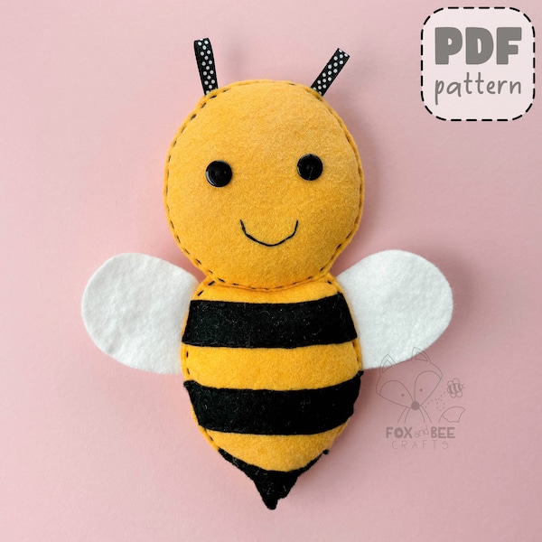 PDF Pattern for Beatrice the Bee, felt sewing pattern, full instructions, templates - PATTERN ONLY - Instant download, digital download