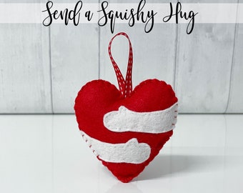 Send a Hug Heart | Pocket Hug | Squishy Hug | Felt Heart Hug Decoration | Teacher Gift