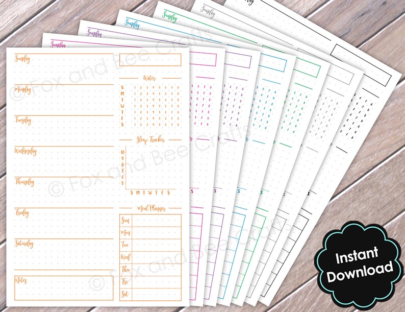 Printable Bullet Magazine Day-to-day Total 7 days unfold Sunday Commence - 7 orted shades A5 sizing - BUJO Printable photo relating to Bullet Journal Weekly Spread Printable identify Printable Bullet Magazine Day-to-day Complete 7 days unfold Sunday Commence - 7 orted shades A5 measurement - BUJO Printable