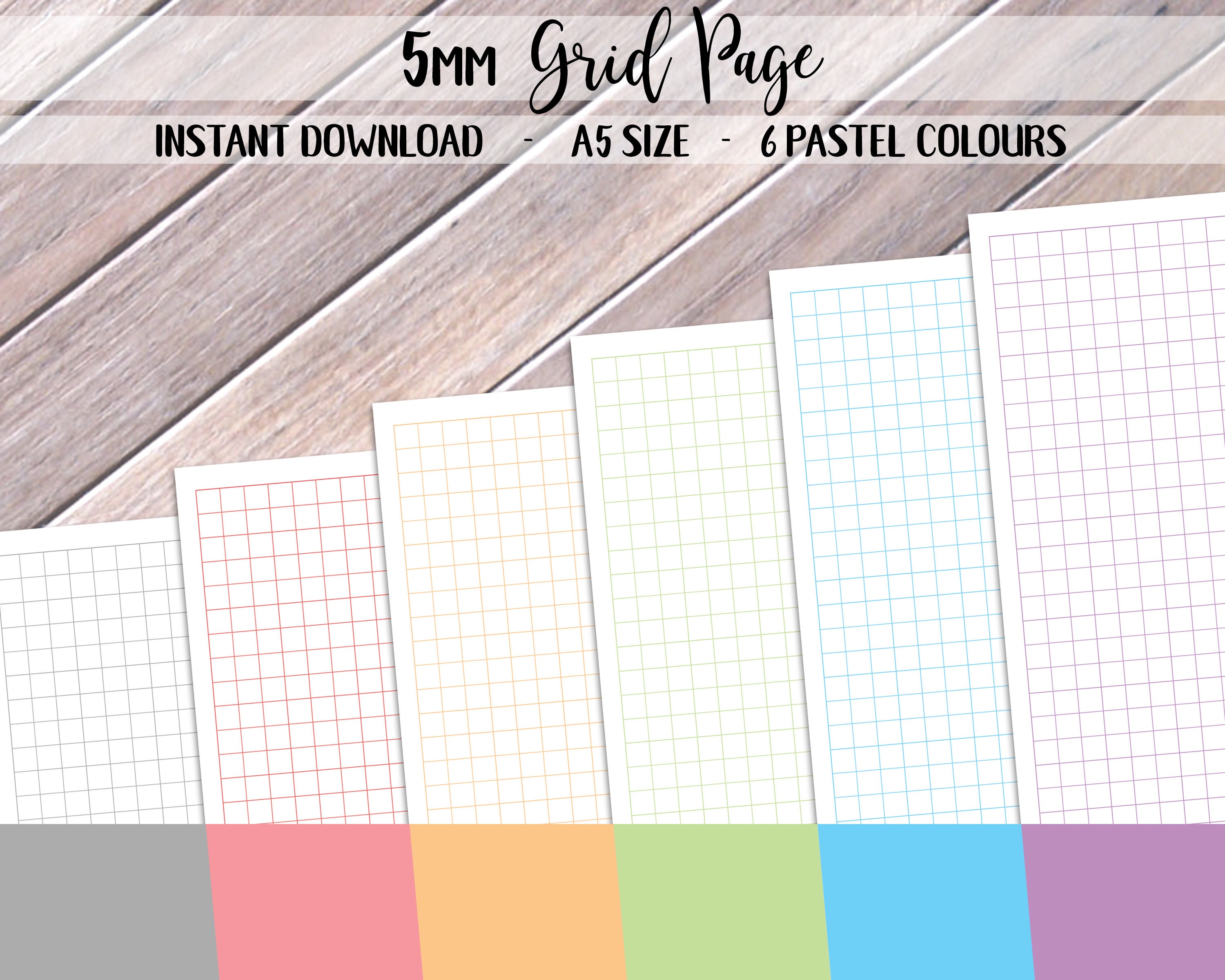 a5 size 5mm square grid printable 6 page pack bullet etsy