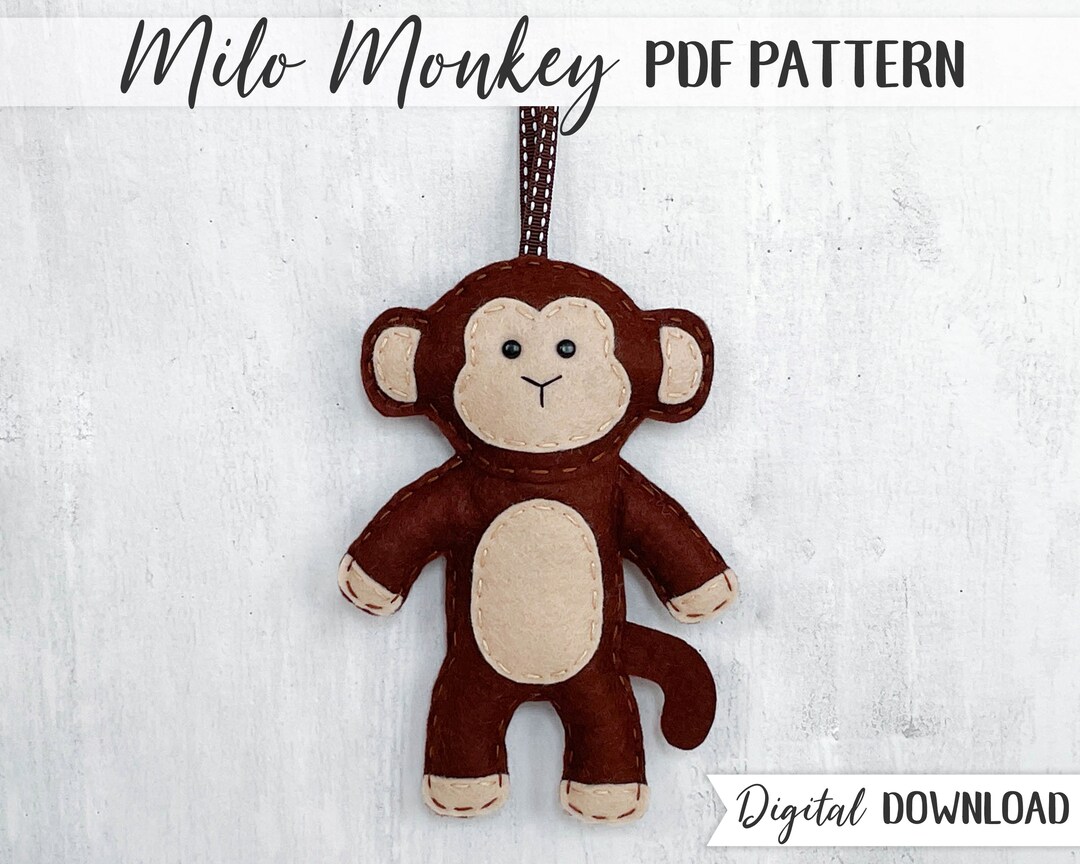 PDF Pattern for Milo Monkey, Felt Sewing Pattern, Full Instructions ...