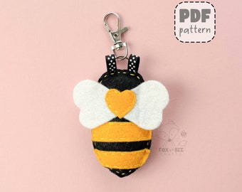 Bertie the Bee Felt Sewing Pattern, DIY Keyring (PDF Pattern)