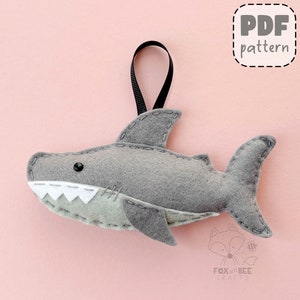 PDF Pattern for Sergio Shark, felt shark sewing pattern, full instructions, templates. PATTERN ONLY. Instant download, digital download