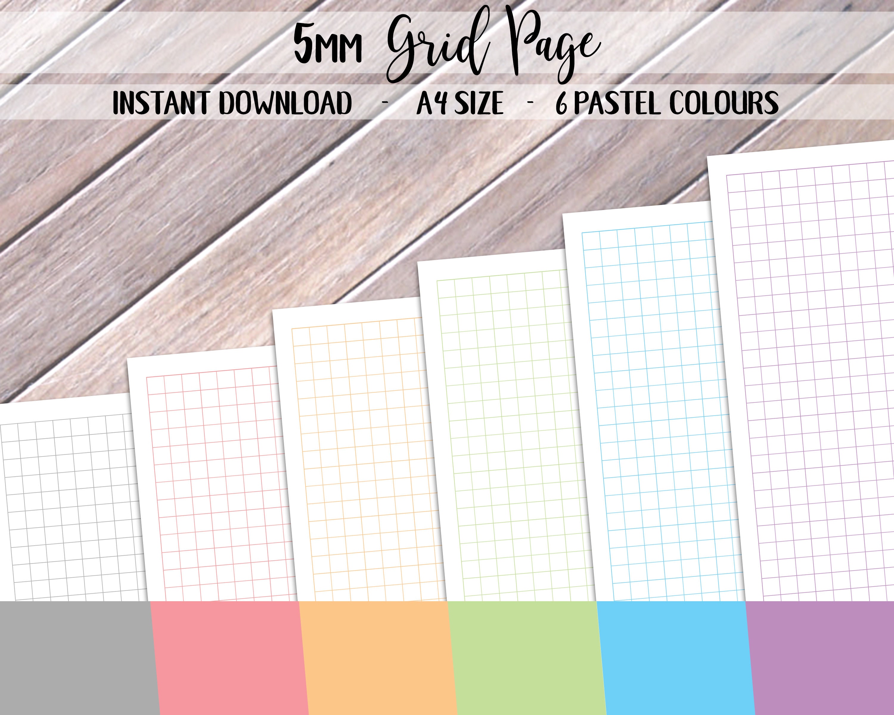 a4 size 5mm square grid printable 6 page pack bullet etsy