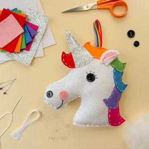 Rainbow Unicorn Felt Sewing Kit - DIY Craft Project - Popcorn the Unicorn
