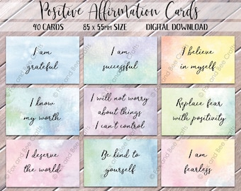 Pastel Watercolor Positive Affirmation Cards: 40 Printable Designs (Digital Download)