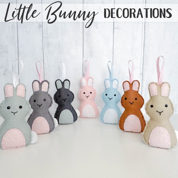 Little Bunny Decoration, Handmade Felt Easter Bunny. Perfect Easter gift, alternative Easter gift, Easter decoration, Easter Tree. 7 Colours