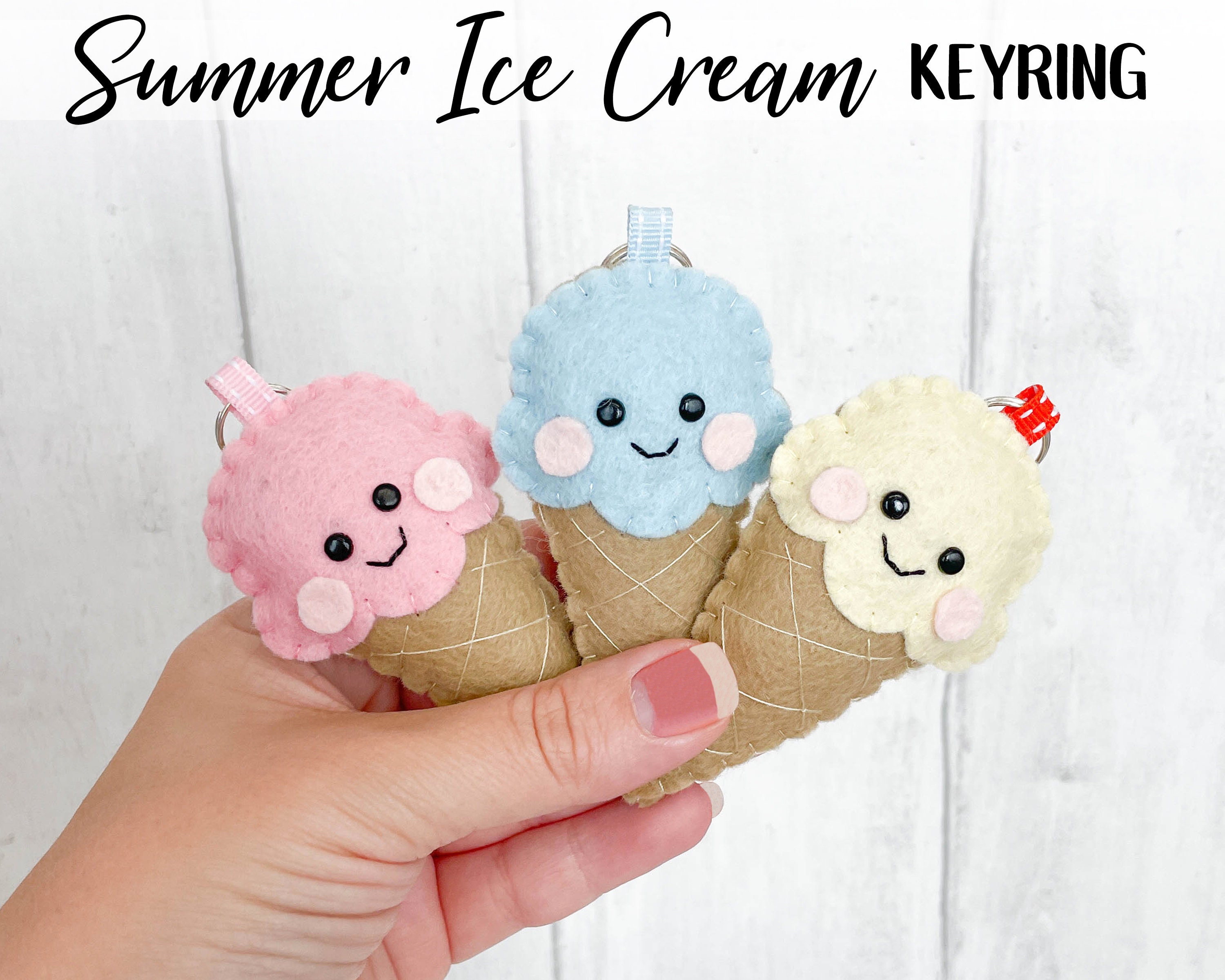 Felt Ice Cream Keyring Summer Decoration Kawaii Ice Cream Cute Handmade Ice Cream Keyring Etsy UK