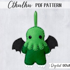PDF Pattern for Cthulhu, felt sewing pattern, full instructions, templates - PATTERN ONLY - Instant download, digital download