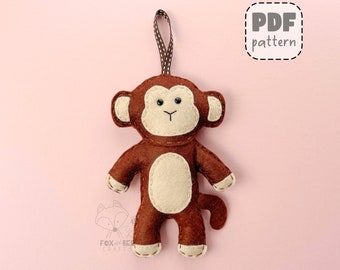 Felt Monkey Sewing Pattern, Milo DIY Toy (PDF Pattern)