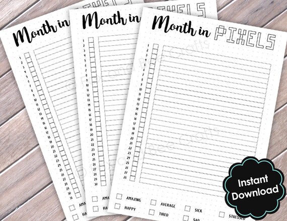 a5 printable monthly habit mood tracker bullet journal downloadable print out 28 30 and 31 days black and white to decorate yourself month print out