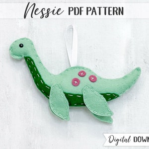 PDF Pattern for Nessie, felt sewing pattern, full instructions, templates - PATTERN ONLY - Instant download, digital download