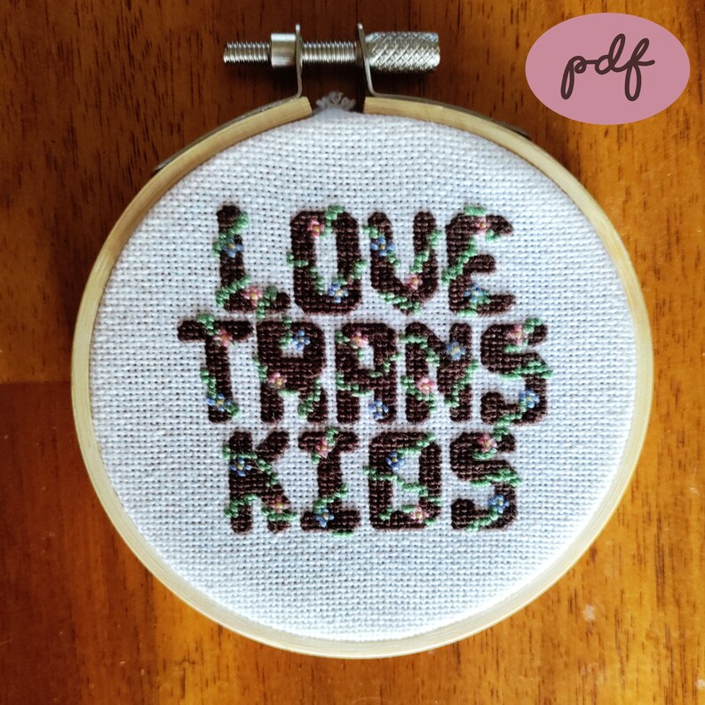 Love Trans Kids Cross Stitch Pattern PDF image 2