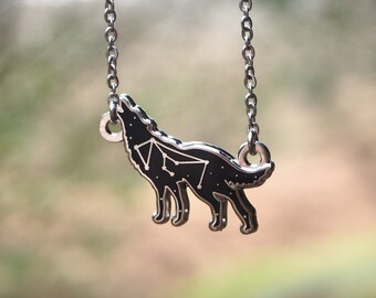 LUPUS WOLF Constellation Necklace MOON wolf - Lupus Necklace lupus constellation wolf necklace moon necklace astrology necklace steel
