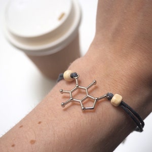 CAFFEINE Molecule Bracelet - Caffeine Bracelet - Coffee Bracelet - Caffeine lover gift - Minimalist bracelet science bracelet Christmas gift