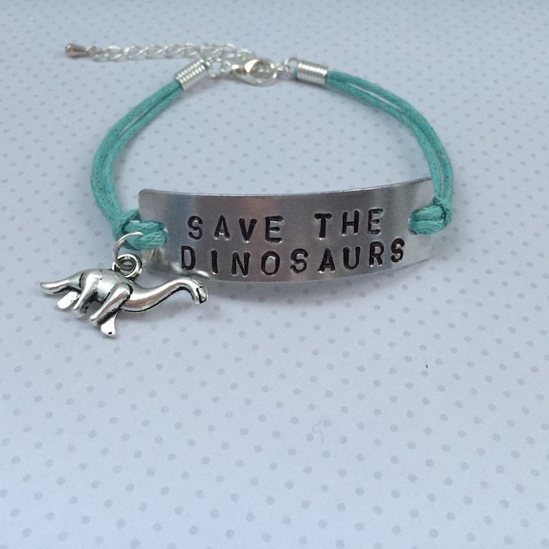 Humorous Gift Animal Rights Save The Dinosaurs Bracelet Jurassic Bracelet Christmas gift Secret Santa BRONTOSAURUS Bracelet