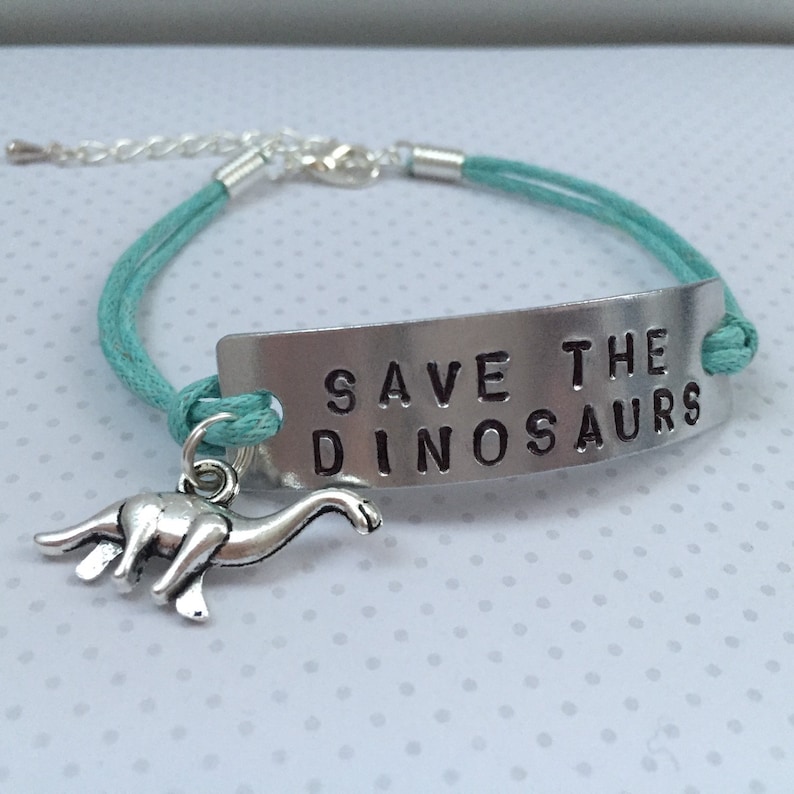 Humorous Gift Animal Rights Save The Dinosaurs Bracelet Jurassic Bracelet Christmas gift Secret Santa BRONTOSAURUS Bracelet