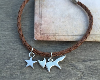 Cute FOX Bracelet - Nature bracelet - cord bracelet - Woodland jewellery - minimalist bracelet - against fox hunting mothers day gift