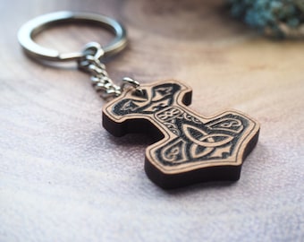 Mjölnir Keyring - Thor's Hammer keyring viking keyring celtic art shieldmaiden gift wooden keyring irish keyring irish gift