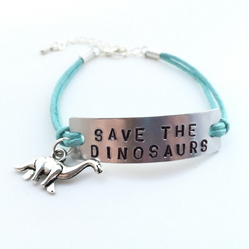Humorous Gift Animal Rights Save The Dinosaurs Bracelet Jurassic Bracelet Christmas gift Secret Santa BRONTOSAURUS Bracelet