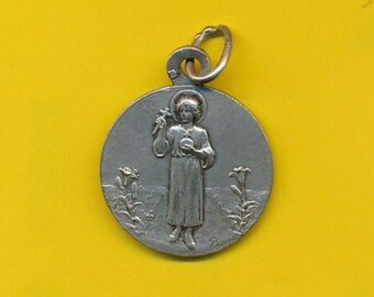 Saint John the Baptiste and Archangel vintage silver plated charm religious medal pendant - Saint Jean Baptiste et l'archange (ref 5199)