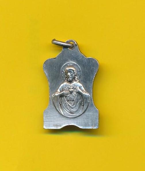 ボージェの真の十字架とイエスの聖心の銀メッキチャーム宗教メダル