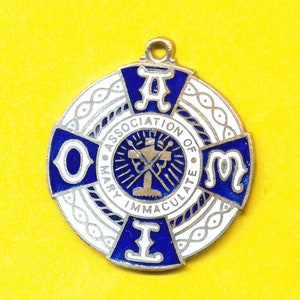 Rare Vintage enamel charm religious medal Association of Mary Immaculate (ref 2183)