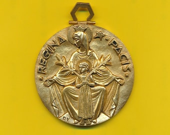 Médaille Miraculeuse Art Déco Marie Signée PY Fernand - Laiton Argenté - Occasion - Objet Religieux Vintage
