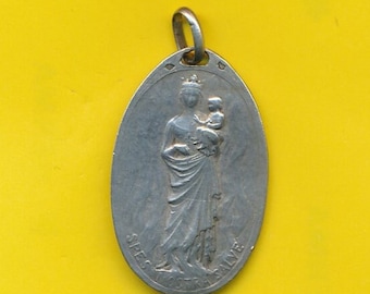 Onze Lieve Vrouw van Reims WWI door O. Yencesse zeldzame sterling zilveren charme religieuze medaille hanger (ref 4892)