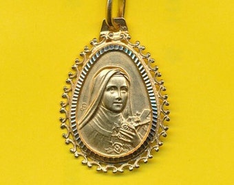 St Theresia van Lisieux vergulde charme religieuze medaille hanger (ref 5140)