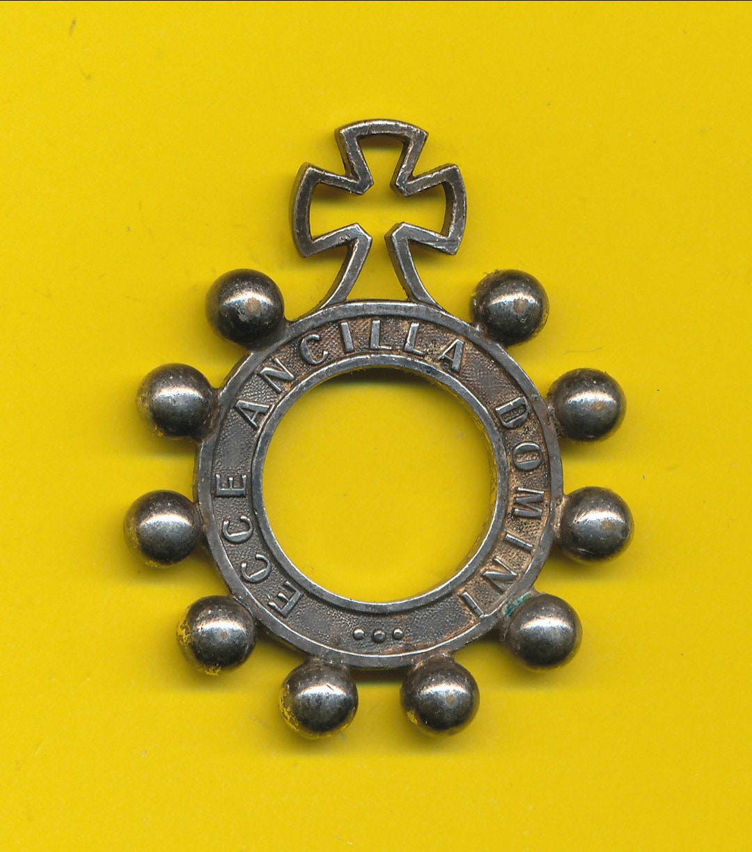 Vintage Silvered Metal Charm Religious Scout Rosary Etsy