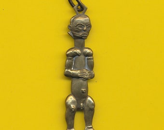 Art Deco bronze amulet charm medal pendant representing a totem , the Gabonese pharmacy (ref 4013)